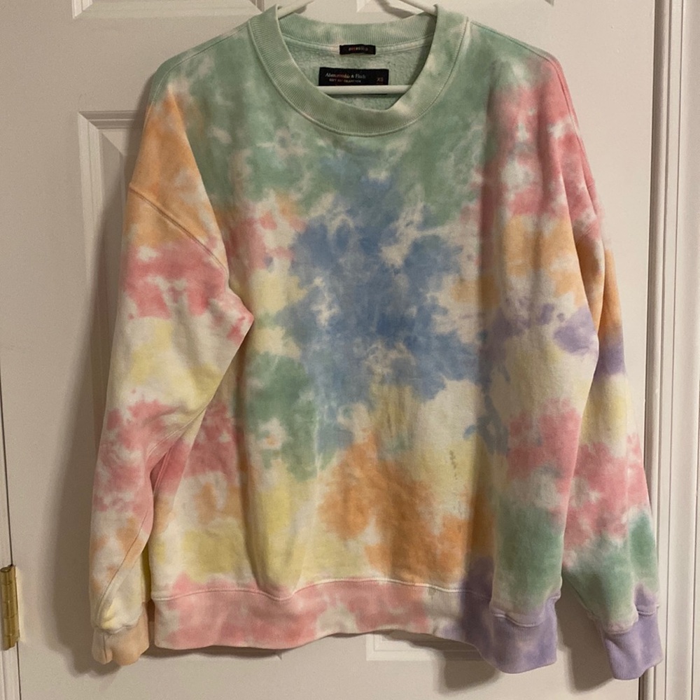 Abercrombie Pride Tie-Dye Oversized Crew Sweatshirt